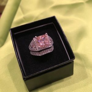 2 pc Pink Princess Cut CZ Fashion Ring